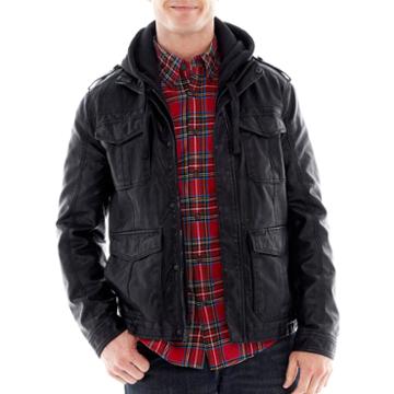 Rogue State&trade; Hooded Faux-leather Jacket