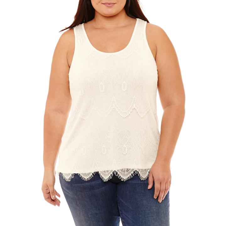 Boutique + Knit Lace Tank Top-plus