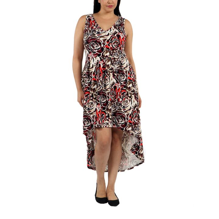 24/7 Comfort Apparel High-low Swirl Maxi Dress-plus