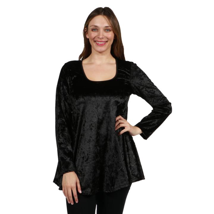 24/7 Comfort Apparel Ashley Velvet Tunic Top - Plus