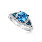 Grand Sample Sale By Le Vian Ocean Blue Topaz & 1/3 Ct. T.w Vanilla Diamonds And Blueberry Diamonds In 14k Vanilla Gold Exotics Ring