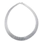 Sterling Silver Diamond-cut Omega Collar Necklace