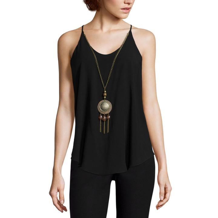 By & By Spaghetti Strap Necklace Tank