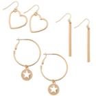 Decree 3 Pair Brass Earring Sets