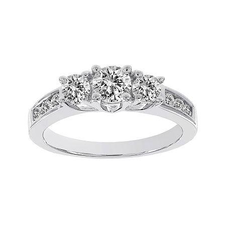 Lumastar 1 Ct. T.w. Diamond 14k White Gold 3-stone Bridal Ring
