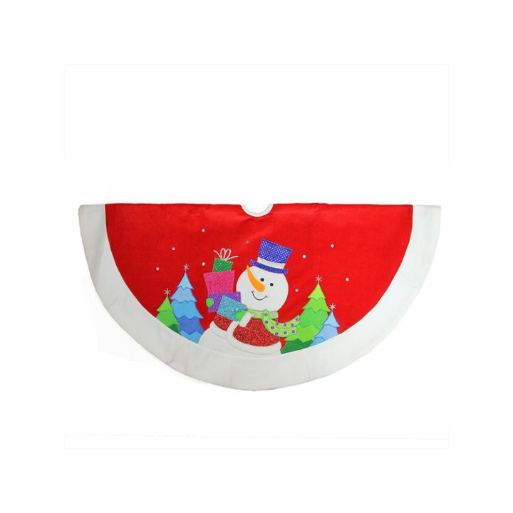 48 Red And White Embroidered And Embellished Snowman With Glitter Presents Christmas Tree Skirt