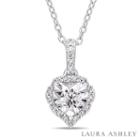 Laura Ashley Womens 1/5 Ct. T.w. White Diamond Sterling Silver Pendant Necklace
