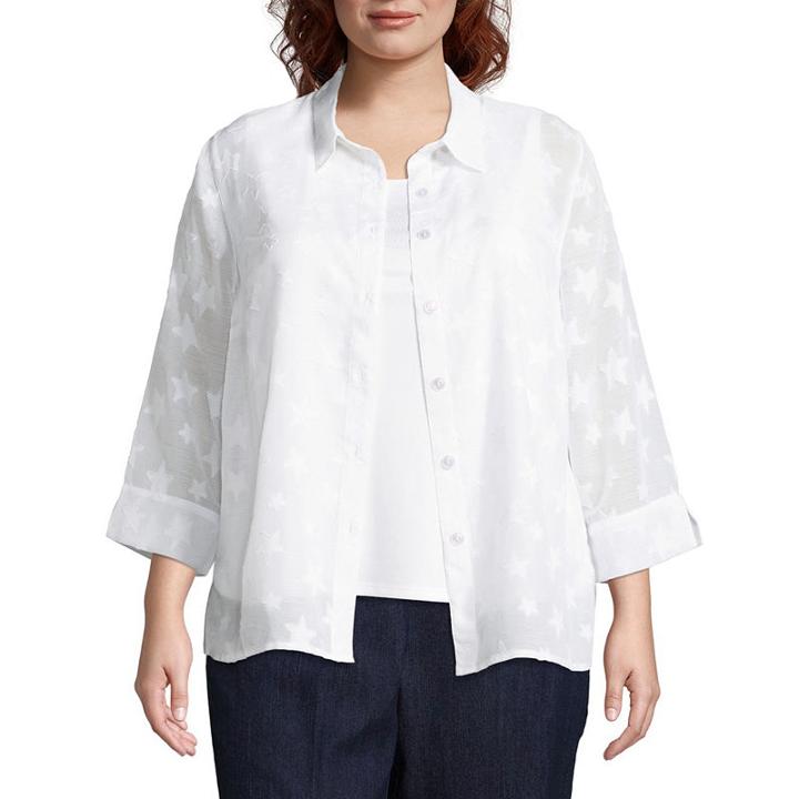 Alfred Dunner America's Cup Star Layered Shirt- Plus