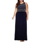 Jackie Jon Sleeveless Caviar-beaded-bodice Long Gown - Plus
