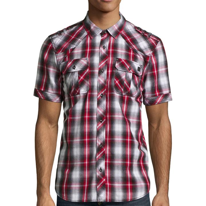 I Jeans By Buffalo Marus Short-sleeve Woven Plaid Shirt