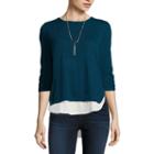 By & By 3/4 Sleeve Crew Neck Knit Blouse-juniors
