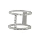 Cubic Zirconia Double Bar Sterling Silver Ring