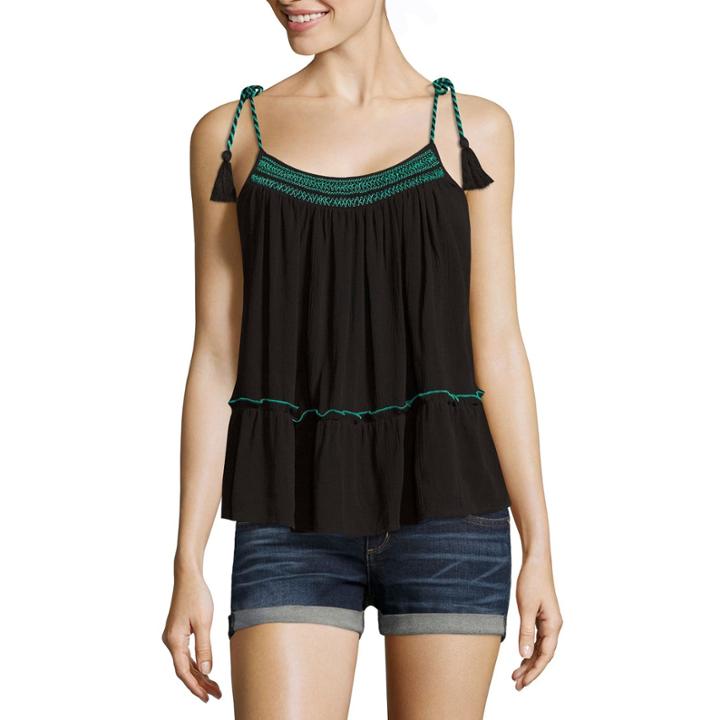 Arizona Tassle Tie Tank Top-juniors