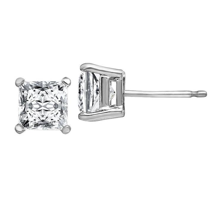 1 3/8 Ct. T.w. White Moissanite 5mm Square Stud Earrings