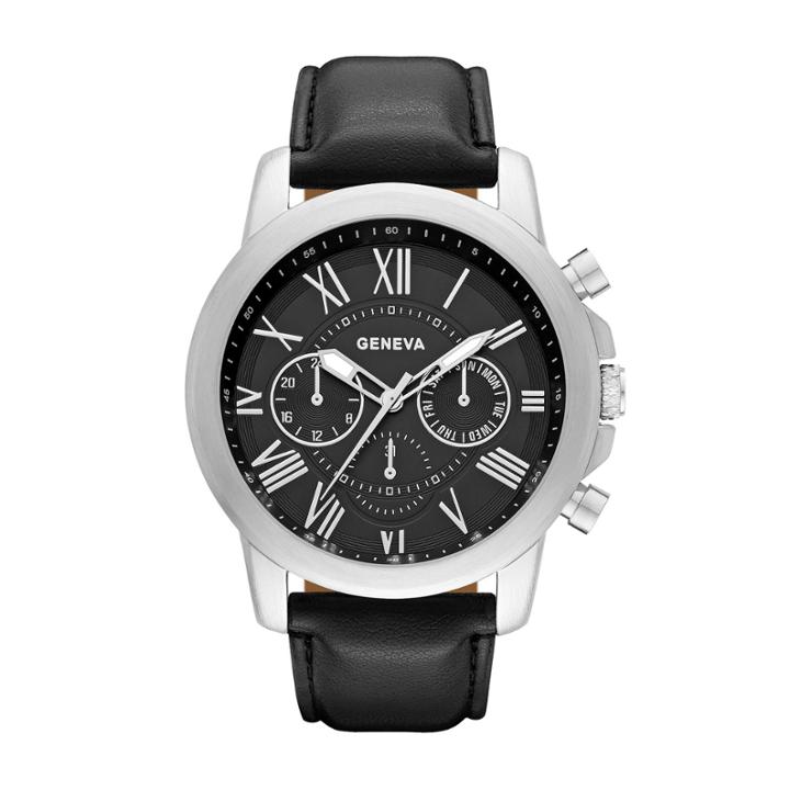 Geneva Mens Black Strap Watch-fmdjm571