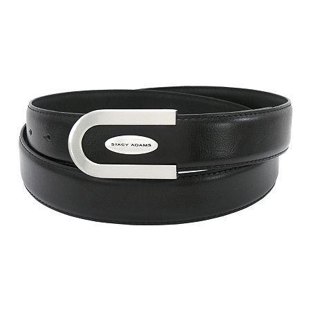Stacy Adams Leather Belt With U-shaped Plaque Buckle