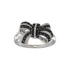 1/5 Ct. T.w. Color-enhanced Black Diamond And White Diamond-accent Sterling Silver Bow Ring