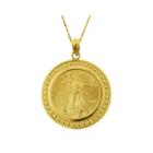 14k Yellow Gold 1/10 Oz. Liberty Dollar Coin Pendant Necklace