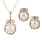 Splendid Pearls Womens 2-pack Diamond Accent Pearl 14k Gold Jewelry Set