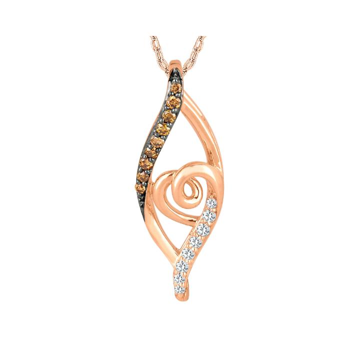 1/6 Ct. T.w. White And Champagne Diamond Pendant Necklace