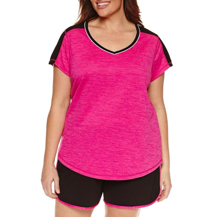 Made For Life Short Sleeve V Neck T-shirt-womens Plus