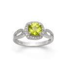 Genuine Peridot & Lab Created White Sapphire Sterling Silver Ring
