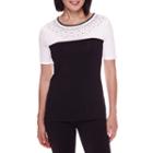 Sag Harbor Short-sleeve Modern Geo Colorblock Beaded Top