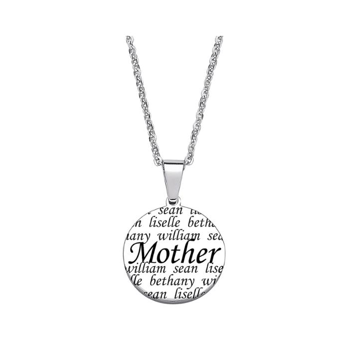 Personalized Stainless Steel Mother Circle Pendant Necklace