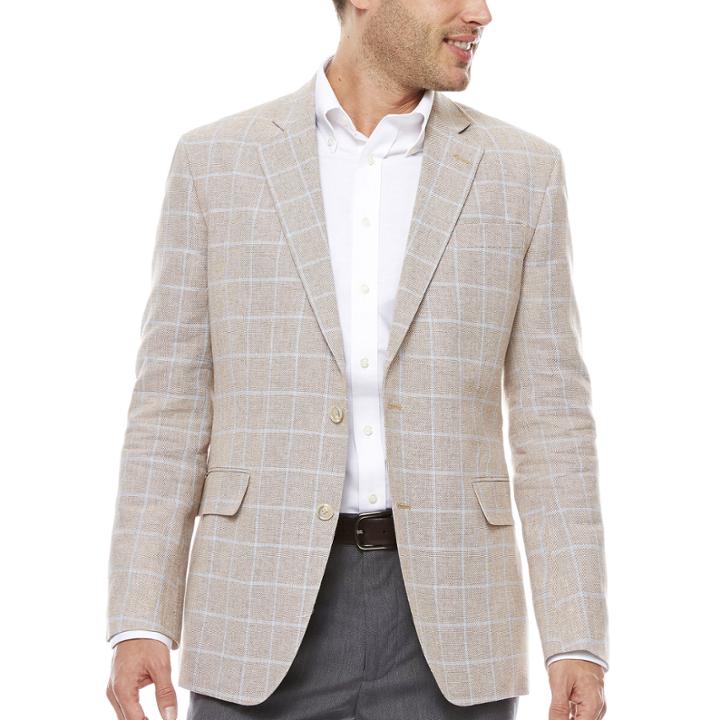 Stafford Linen Cotton Sand Wp Sport Coat-classic Fit