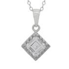 Womens Lab Created White Sapphire Sterling Silver Square Pendant Necklace