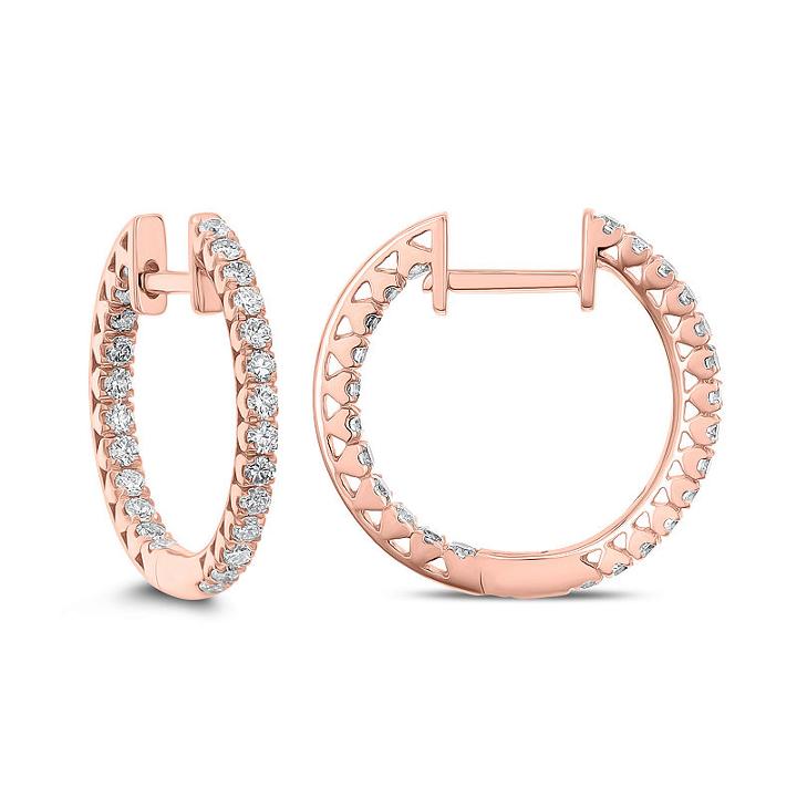 5/8 Ct. T.w. Genuine White Diamond 14k Gold 18.1mm Hoop Earrings