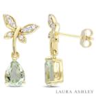 Laura Ashley Green Amethyst 18k Gold Over Silver Drop Earrings