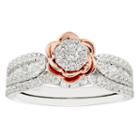 Enchanted Disney Fine Jewelry Womens 3/4 Ct. T.w. Genuine White Diamond 14k Gold Bridal Set