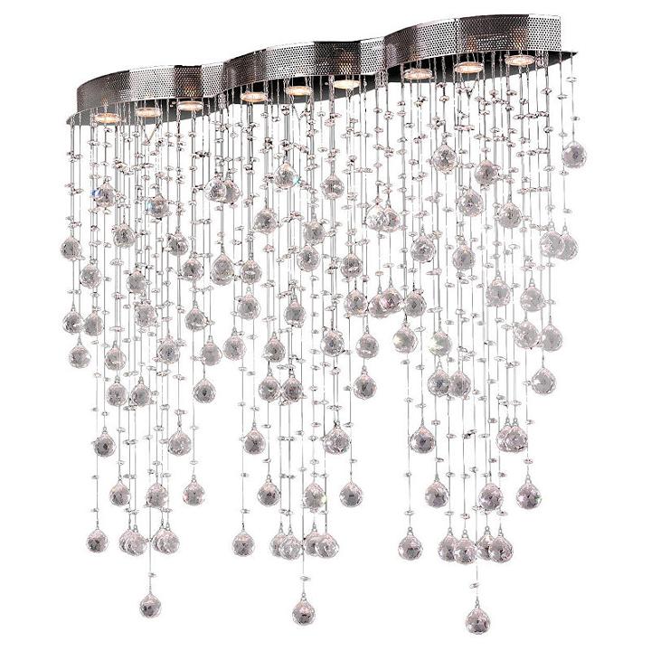 Icicle Collection 9 Light 42 Oblong Chrome Finishand Clear Crystal Flush Mount Ceiling Light