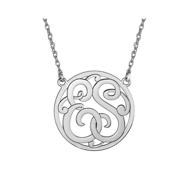 Personalized 25mm Round Cutout Monogram Necklace