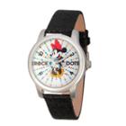 Disney Womens Minnie Mouse Black And Silver Tonerock The Dots Strap Watch