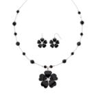 Mixit&trade; Black Flower Silver-tone Earring And Necklace Set