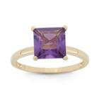 Womens Purple Amethyst 10k Gold Solitaire Ring