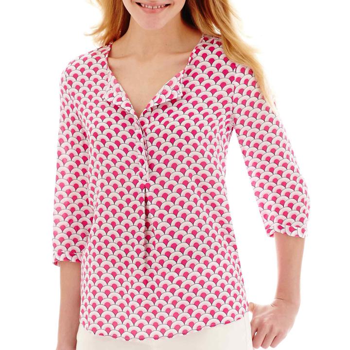 Stylus&trade; 3/4-sleeve Peasant Top