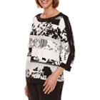 Alfred Dunner Theatre District 3/4 Sleeve Stripe Floral Tee