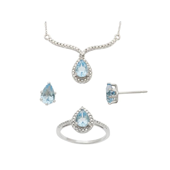 Irradiated Blue Topaz & Lab-created White Sapphire 3-pc. Set