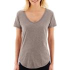 Stylus&trade; Short-sleeve Metallic Slub T-shirt- Petites