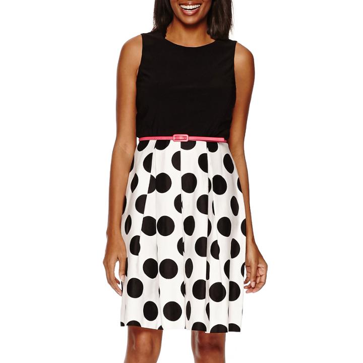 R & K Originals Sleeveless Polka Dot Skirt Fit-and-flare Dress