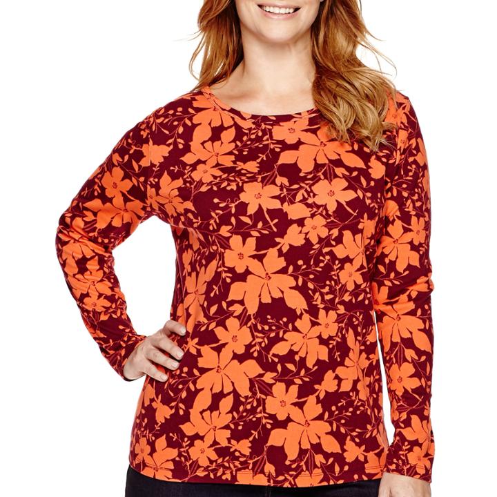 St. John's Bay Long-sleeve Crewneck T-shirt - Plus