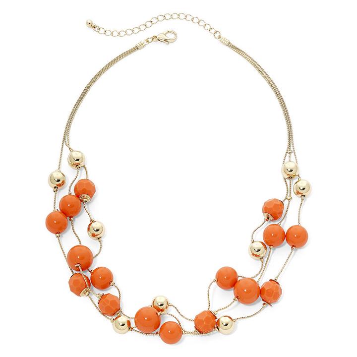 Mixit&trade; Orange Stone 3-row Illusion Necklace
