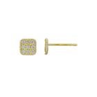 Petite Lux&trade; Cubic Zirconia 10k Yellow Gold Square Stud Earrings