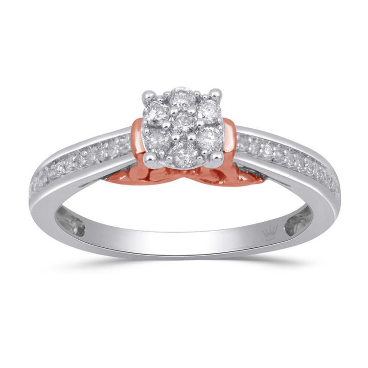 Hallmark Diamonds Womens 1/4 Ct. T.w. White Diamond Sterling Silver Cocktail Ring