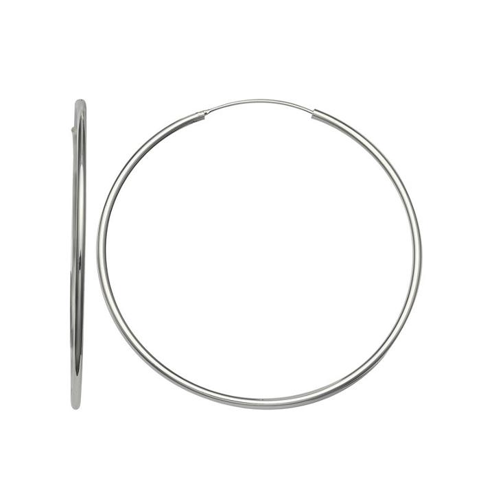 Silver Reflections Silver Plated 55mm Polished Endless Pure Silver Over Brass 55mm Round Hoop Earrings