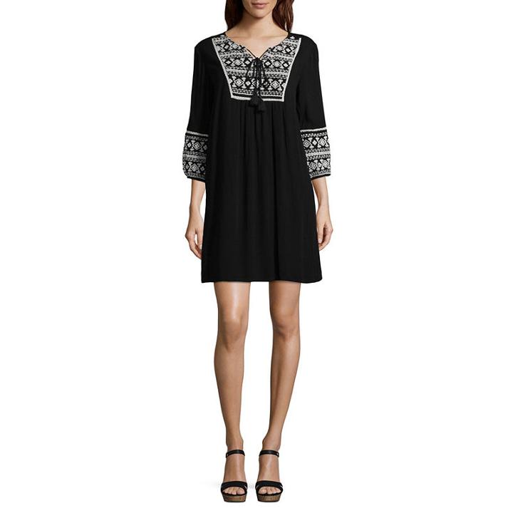A.n.a 3/4 Sleeve Embroidered Dress