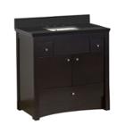 36-in. W Floor Mount Distressed Antique Walnut Vanity Set For 3h8-in. Drilling Black Galaxy Top Biscuit Um Sink